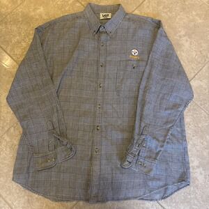 Vintage Lee Sport Steelers Button Down Shirt Mens XXL Gray Long Sleeve Pitt